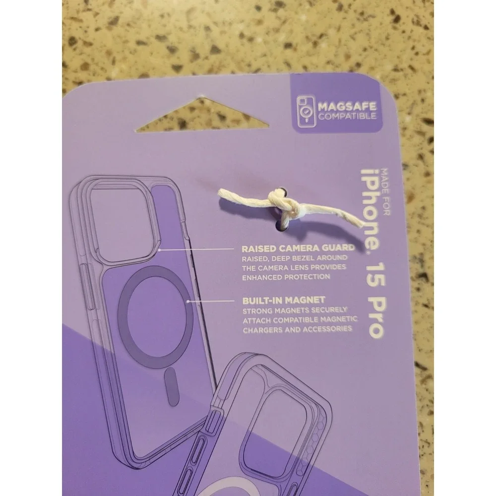 iHome Velo Purple iPhone 15 Pro Magsafe Compatible Protective Cellphone Case